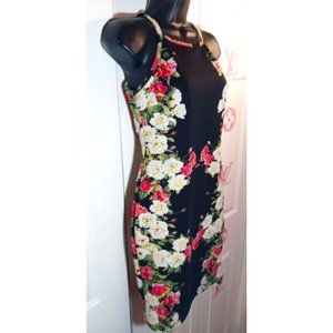 RUE 21 BLACK FLORAL FITTED DRESS SIZE M